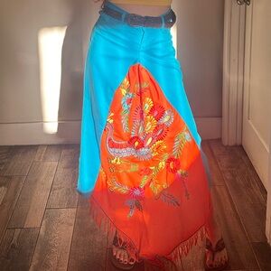 Boho Upcycled embroidered maxi skirt